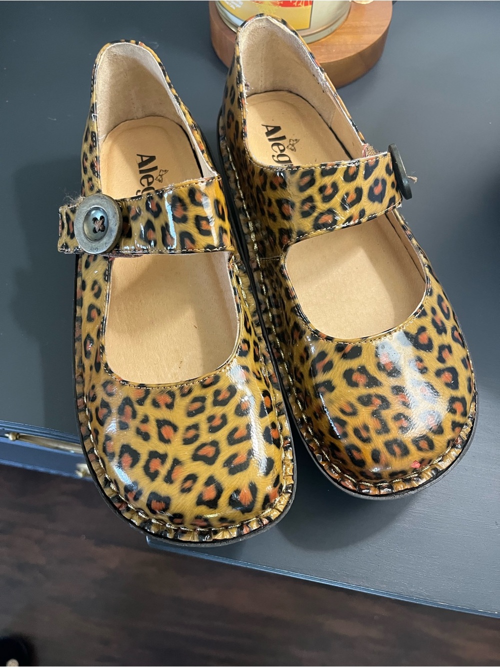 Alegria Kids Leopard-Print Mary Janes - Tan/Black